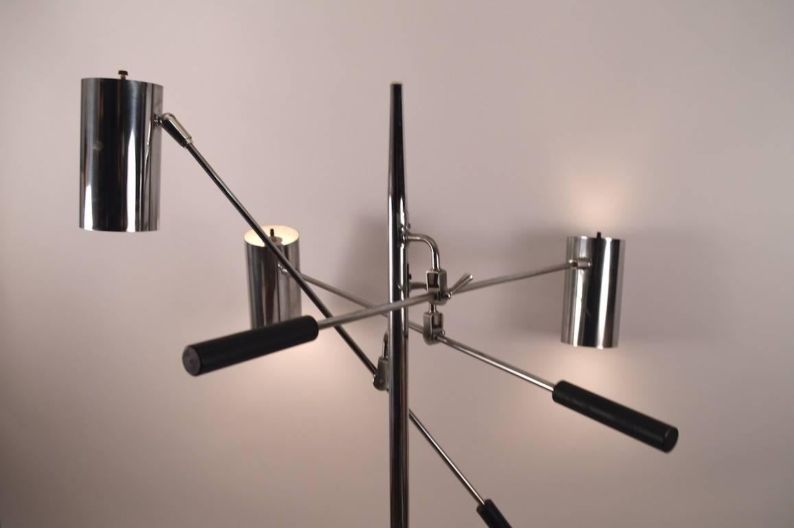 American Black and Chrome Triennale Floor Lamp by Sonneman For Sale