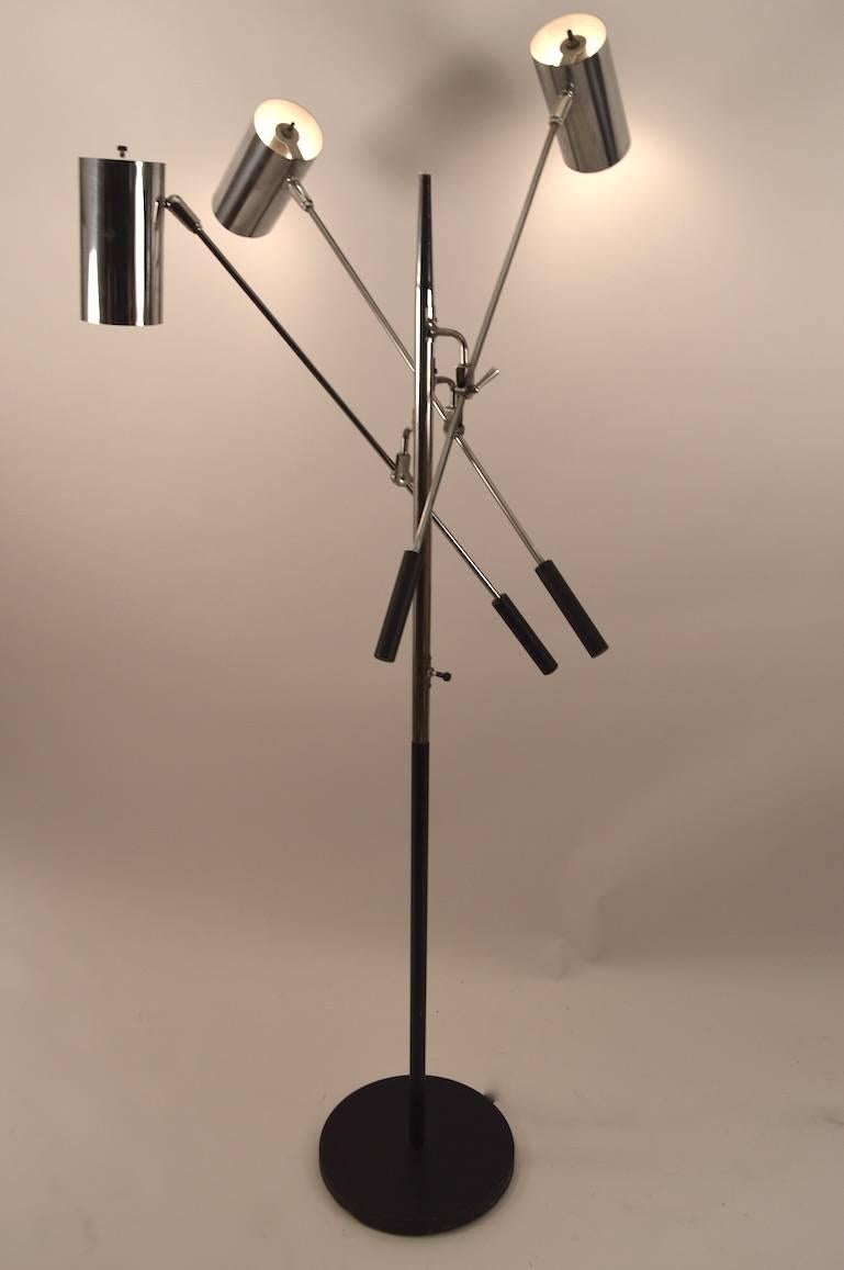 Black and Chrome Triennale Floor Lamp by Sonneman In Good Condition For Sale In New York, NY
