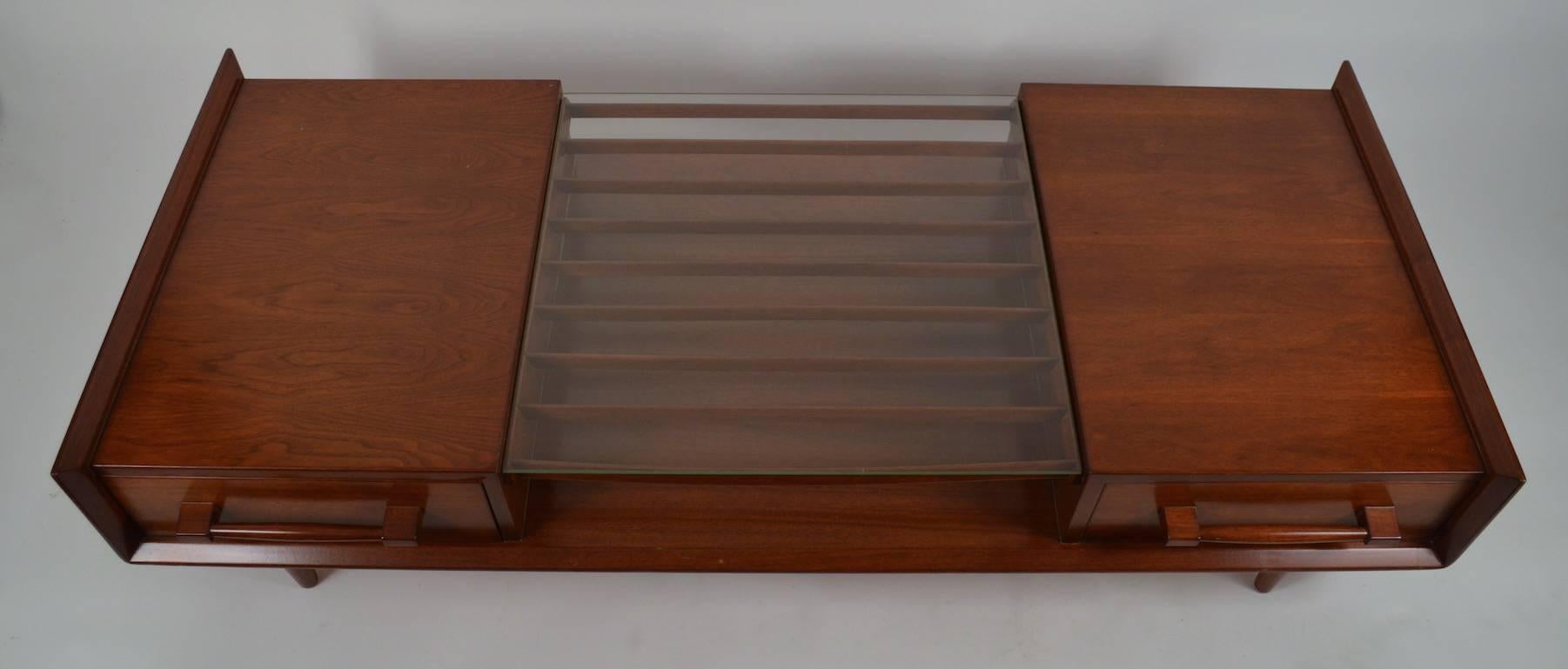 walnut glass coffee table