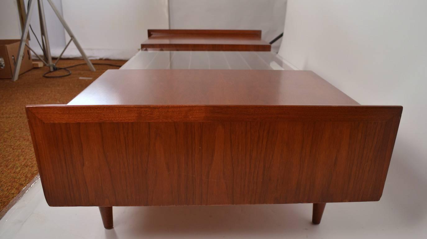 Mid-20th Century Mid-Century Walnut and Glass Coffee Table