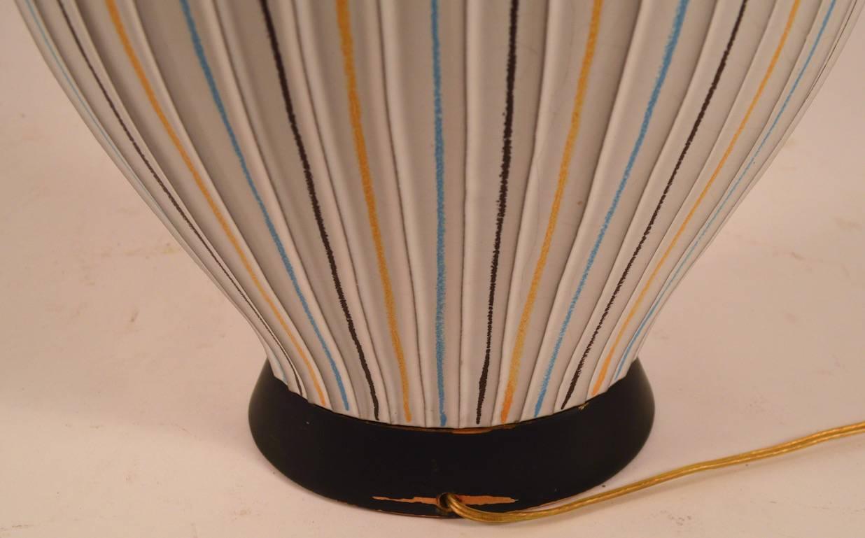Sgraffito Ceramic Pottery Lamp For Sale 1