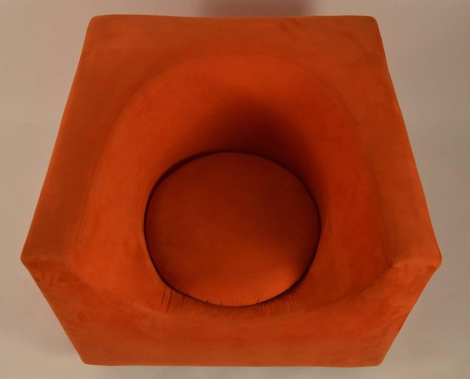Mod Cube Chair in Orange Ultrasuede 1