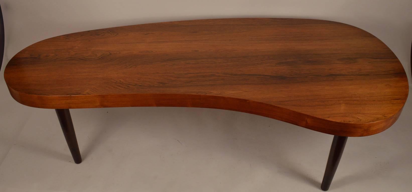 American Extra Long Custom-Made Rosewood Coffee Table after Rohde For Sale