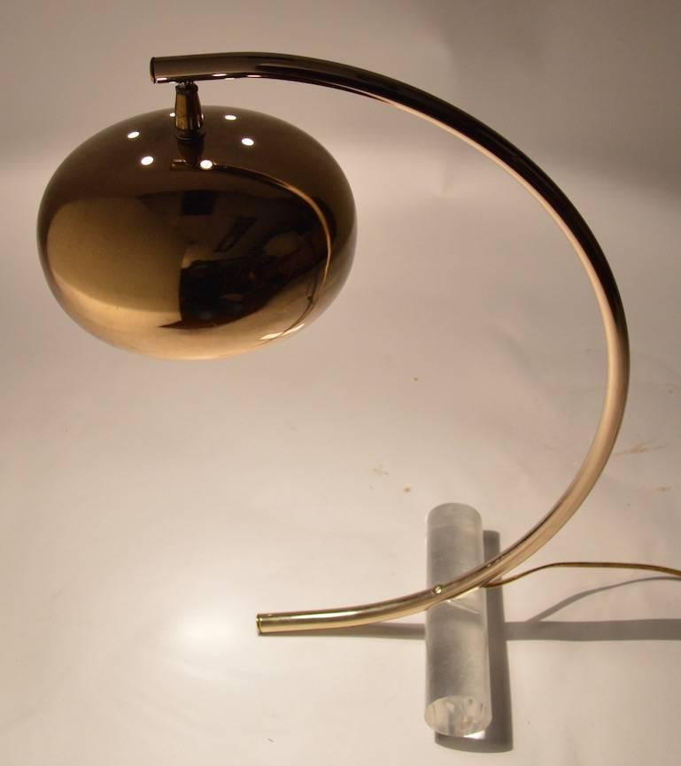 Mid-Century Modern Brass and Lucite Desk Lamp
