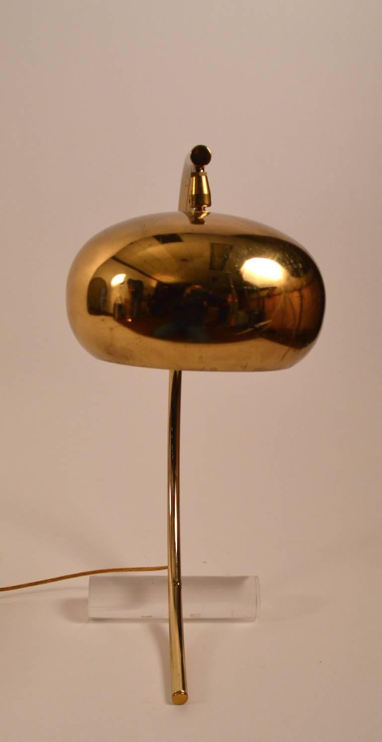 Late 20th Century Brass and Lucite Desk Lamp