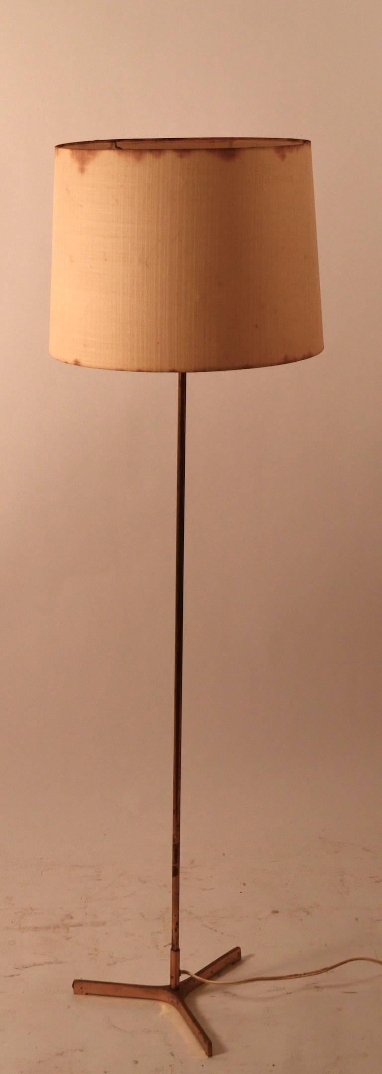 Mid-Century Modern Brass Pole Lamp