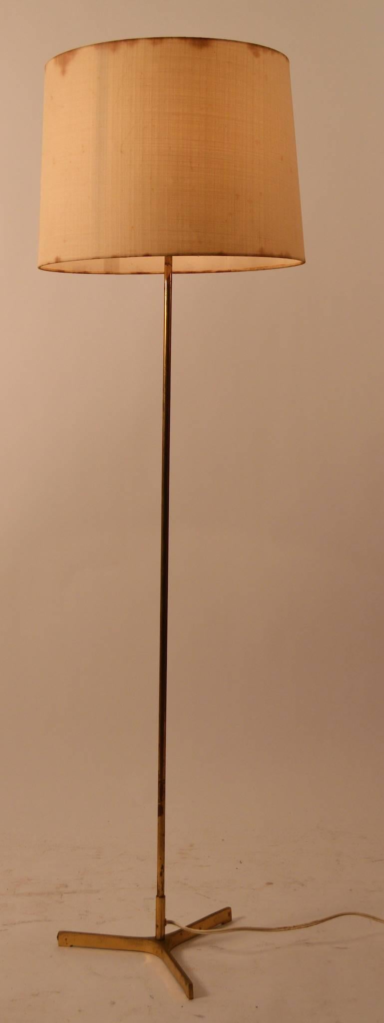 Mid-20th Century Brass Pole Lamp