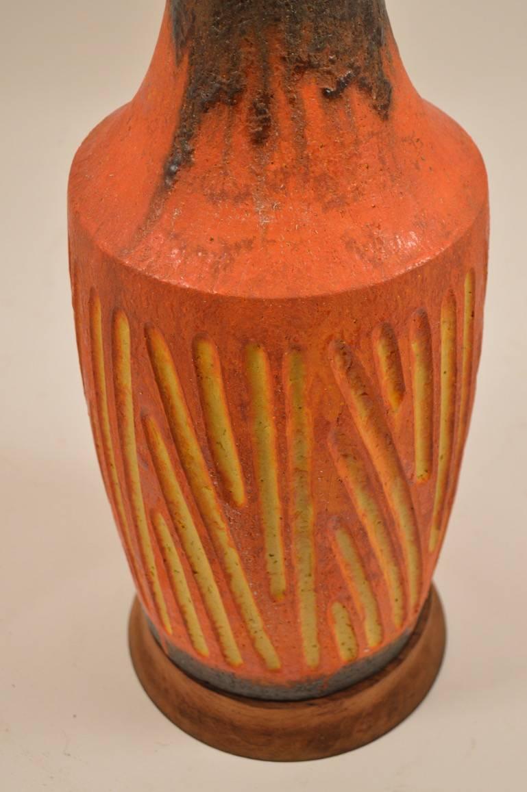 Mid-Century Modern Textured Ceramic Lamp by Fantoni for Raymor