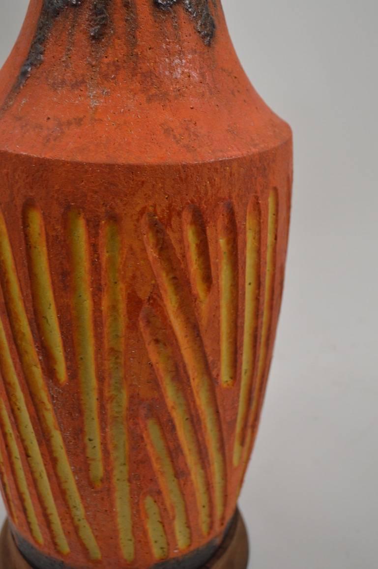 Italian Textured Ceramic Lamp by Fantoni for Raymor
