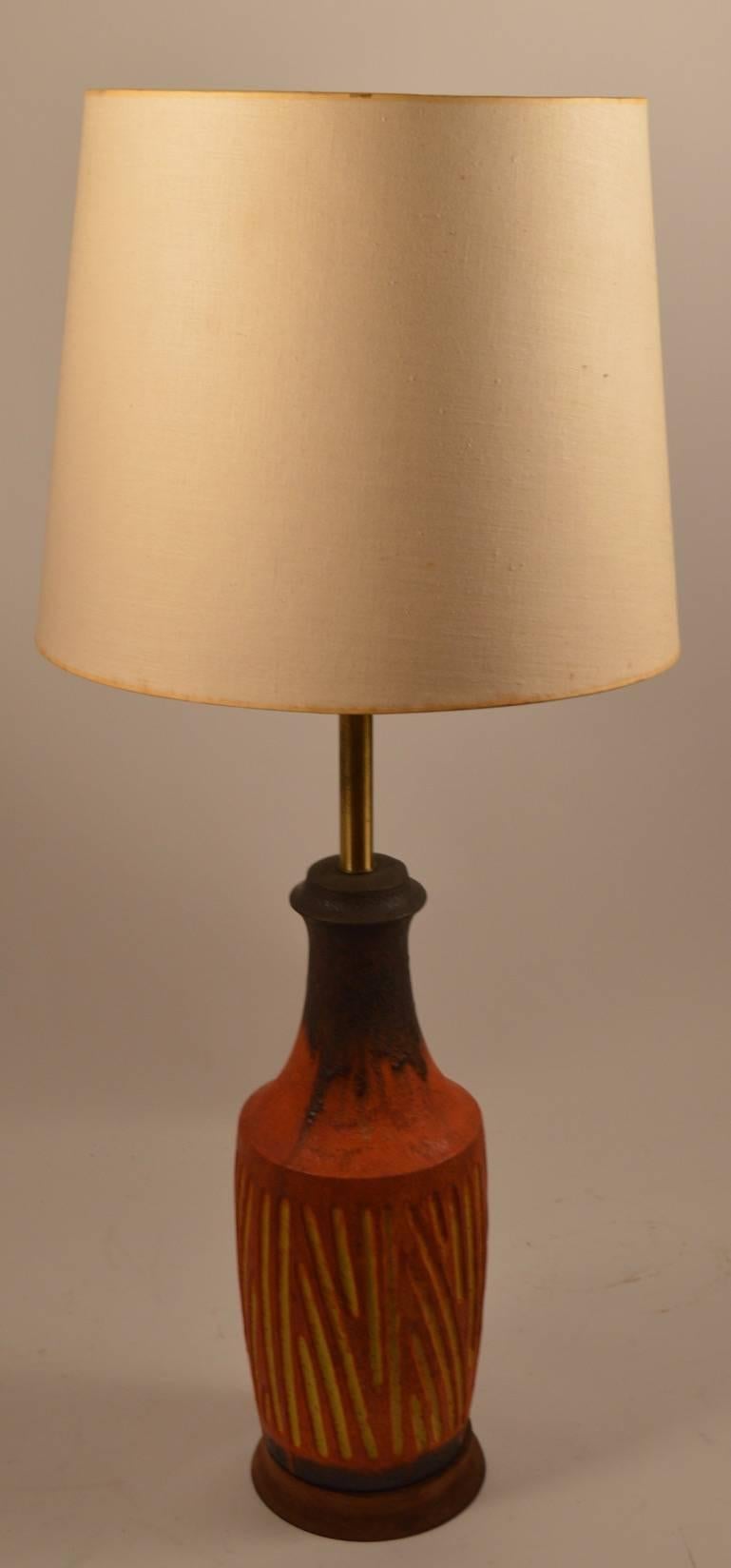 Textured Ceramic Lamp by Fantoni for Raymor In Excellent Condition In New York, NY