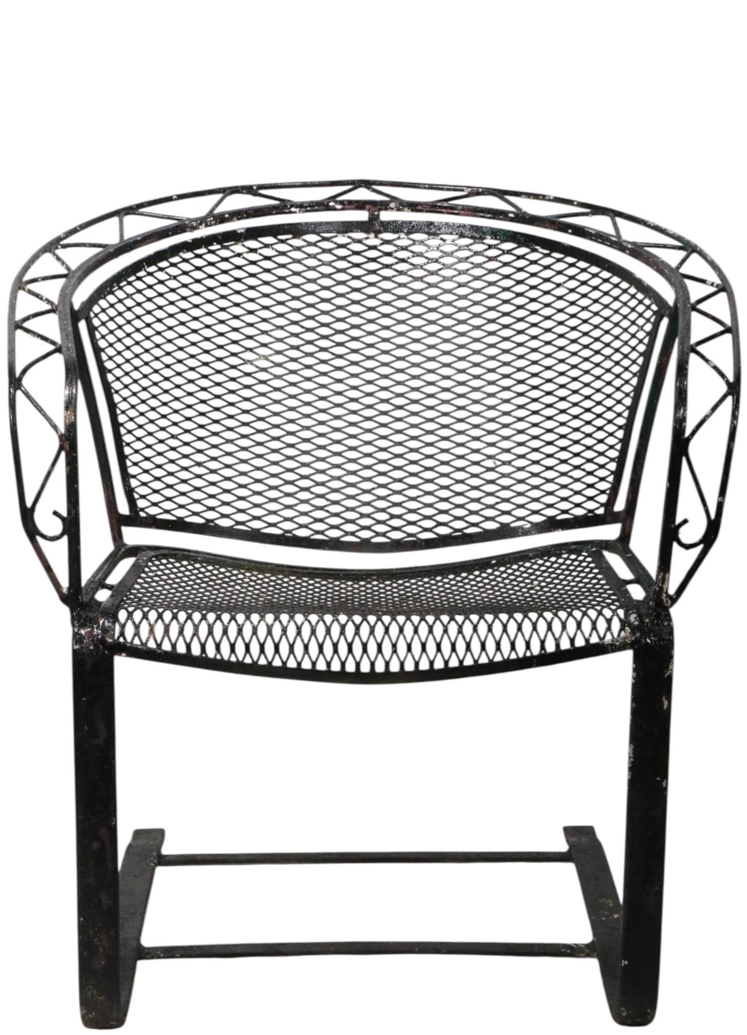 Salterini Zig Zag Pattern Cantilevered Garden Patio Poolside Dining Height Chair For Sale 1