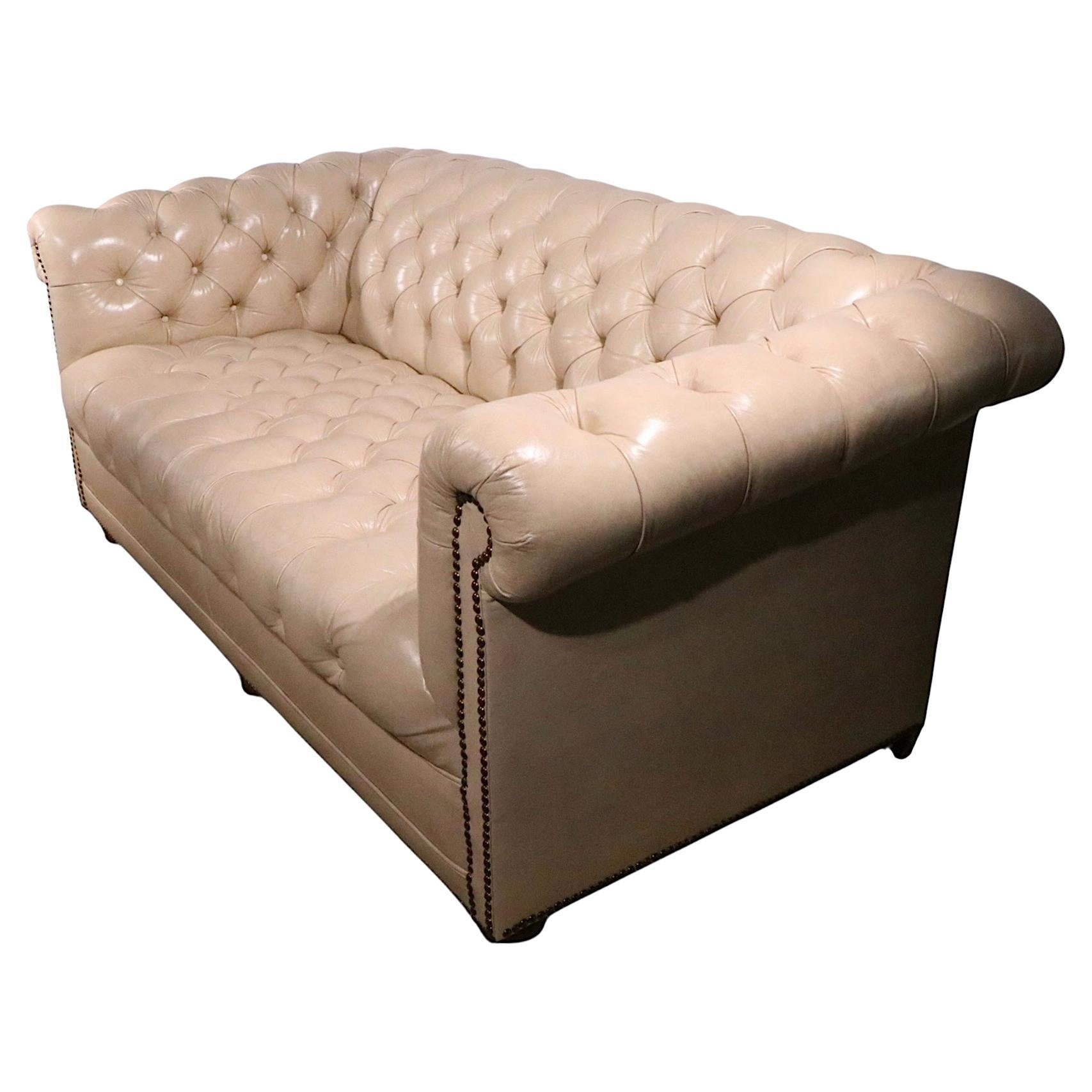 Pair of Tufted Leather Chesterfield Sofas c. 1950/60's For Sale
