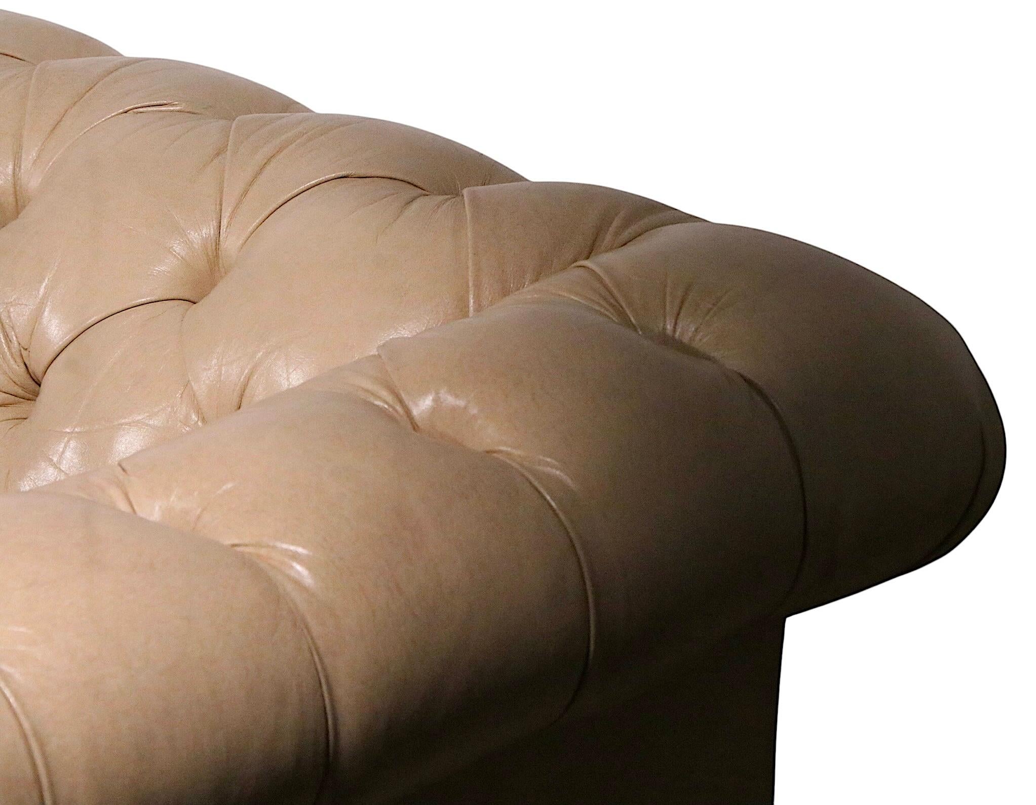 American Pair of Tufted Leather Chesterfield Sofas c. 1950/60's For Sale
