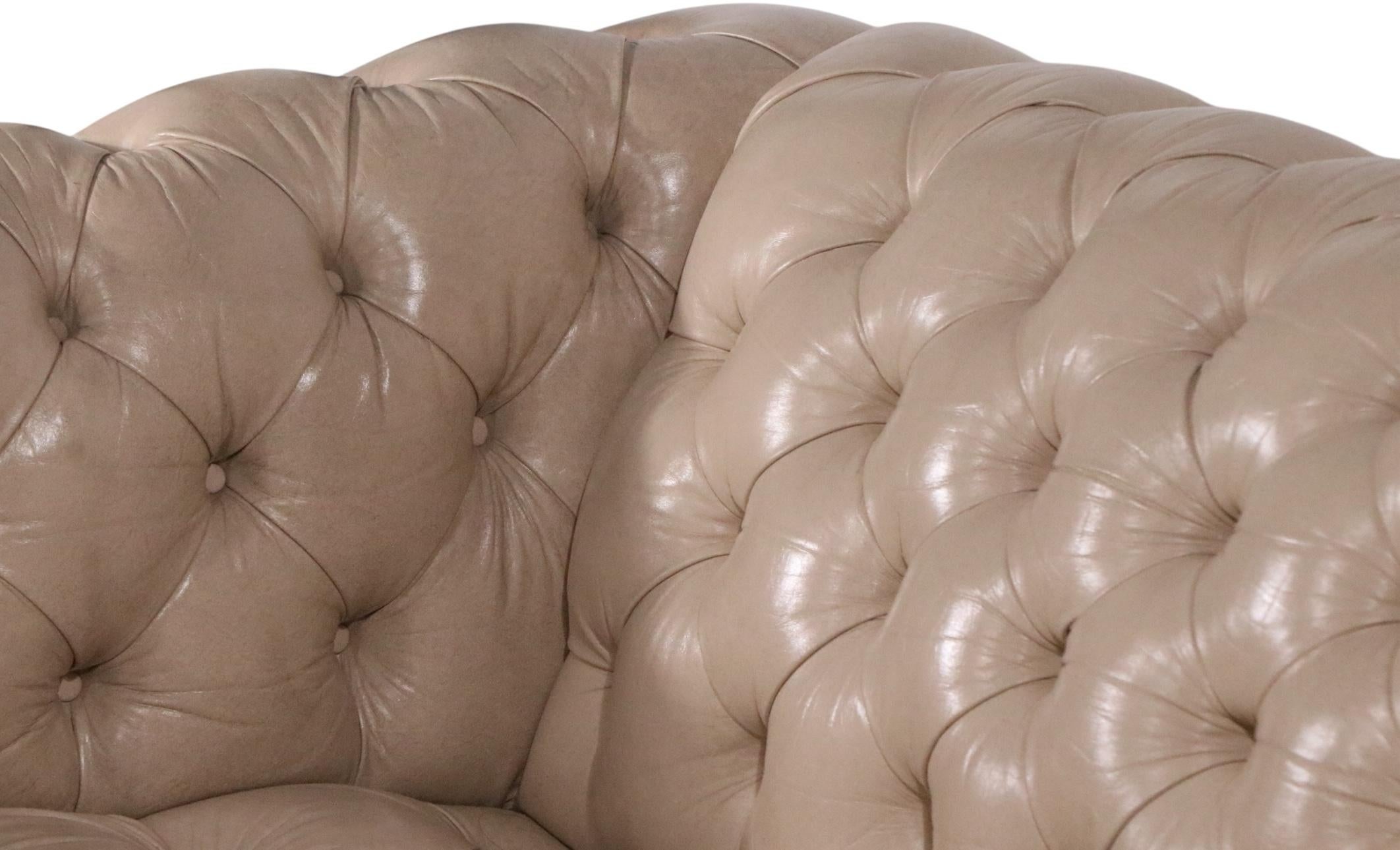 Pair of Tufted Leather Chesterfield Sofas c. 1950/60's For Sale 1