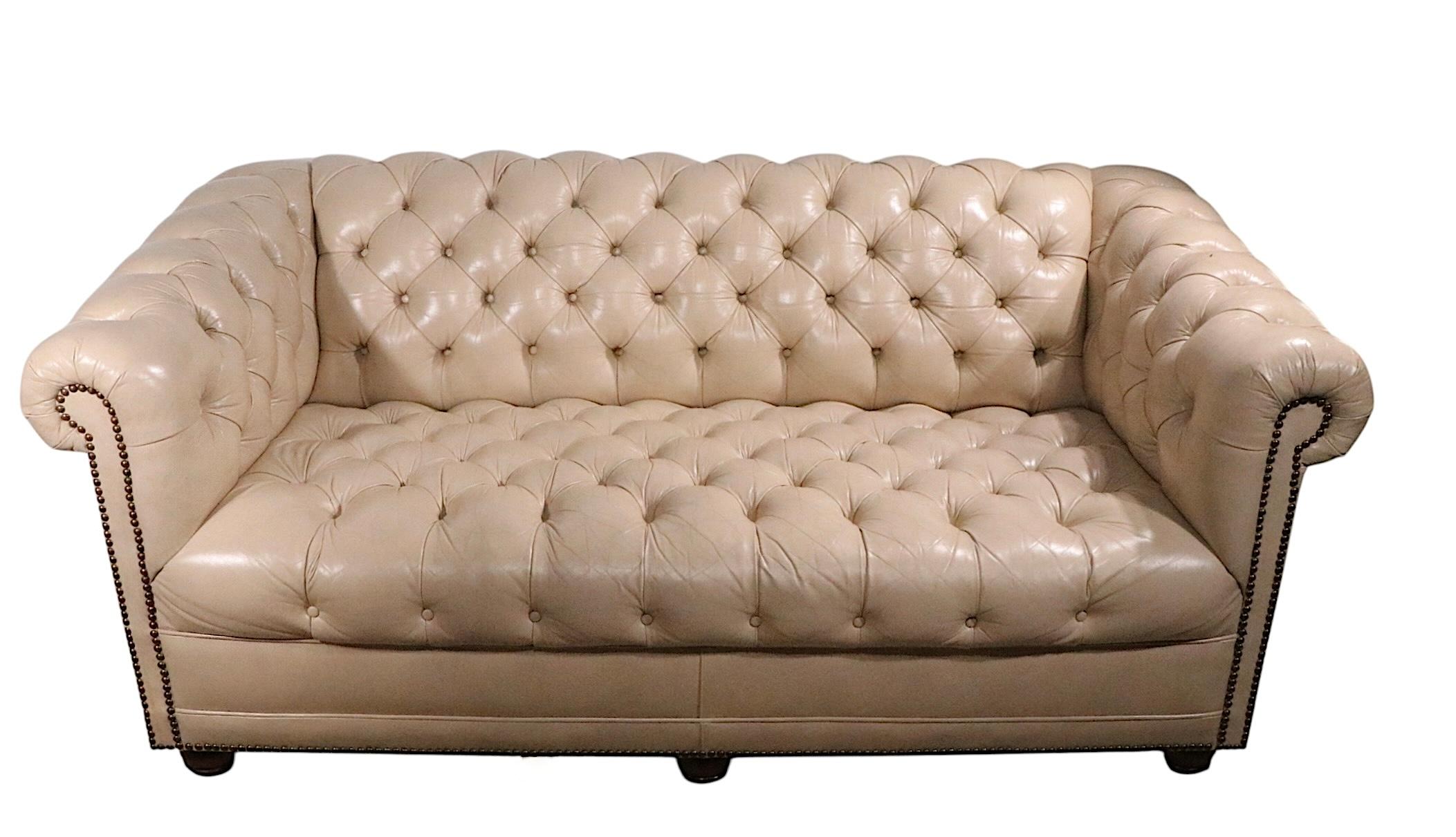 Pair of Tufted Leather Chesterfield Sofas c. 1950/60's For Sale 3