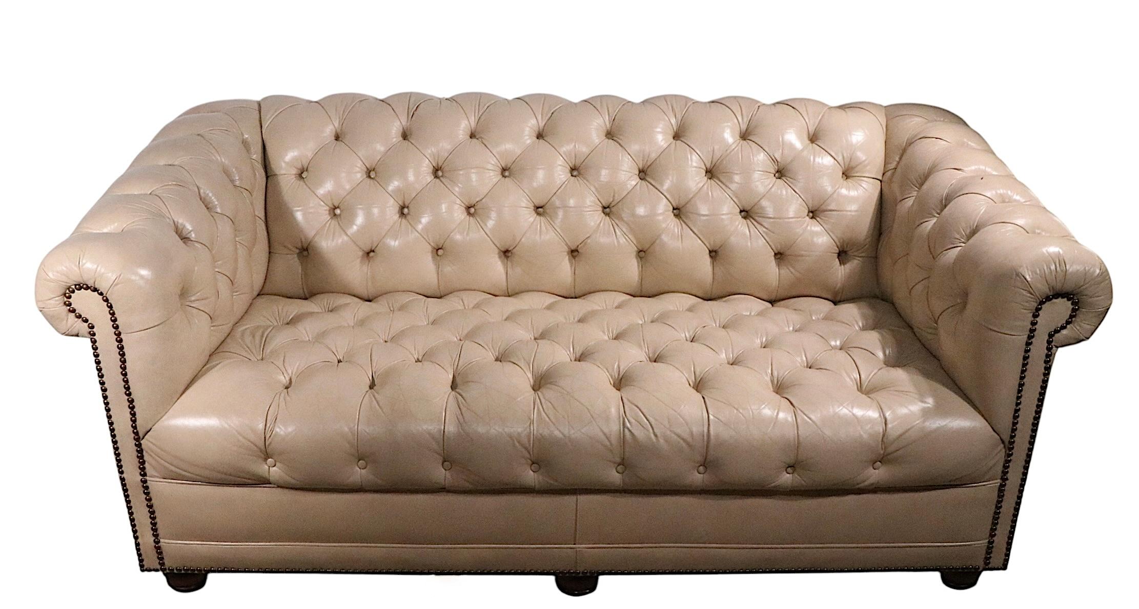 Pair of Tufted Leather Chesterfield Sofas c. 1950/60's For Sale 2