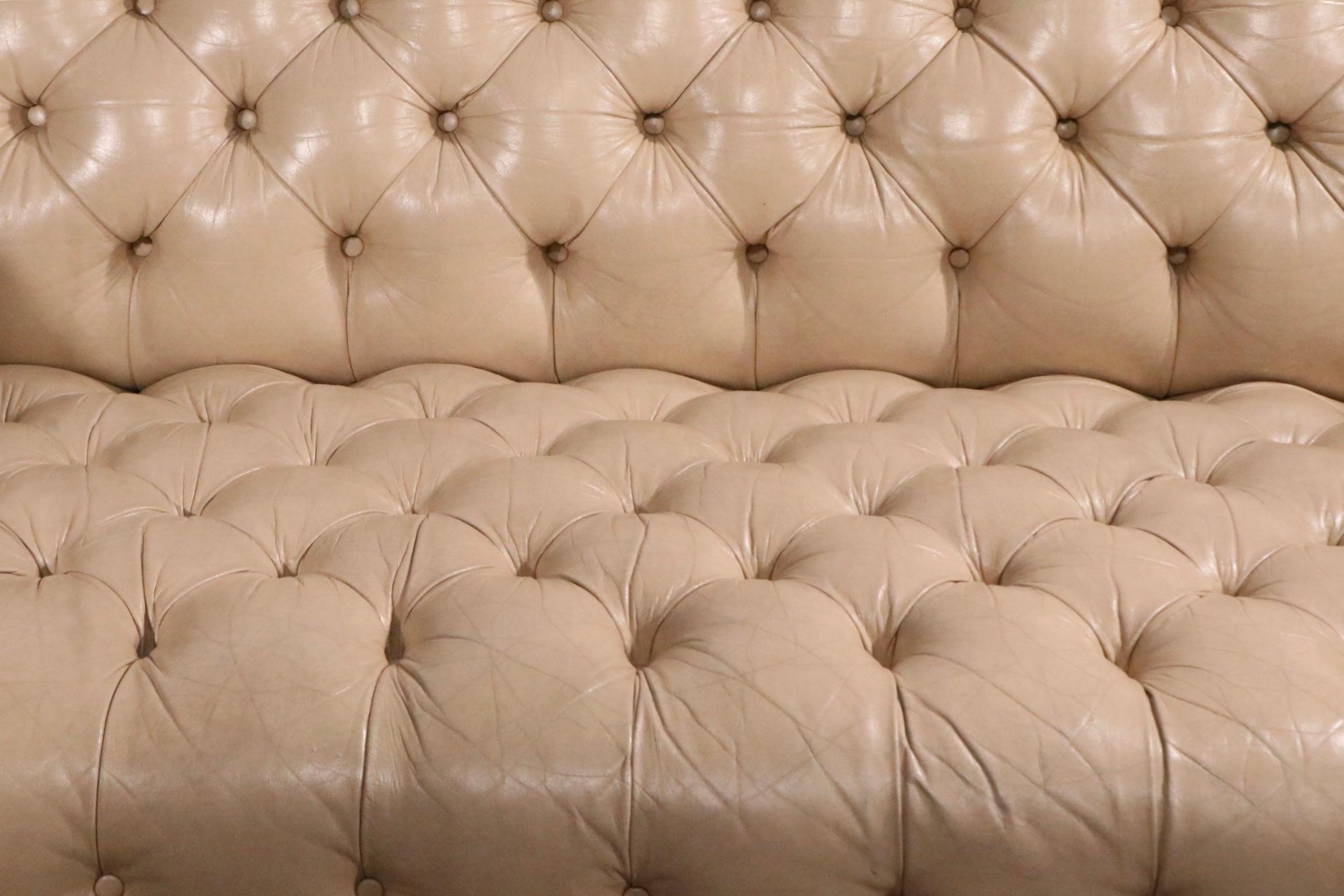 Pair of Tufted Leather Chesterfield Sofas c. 1950/60's For Sale 6