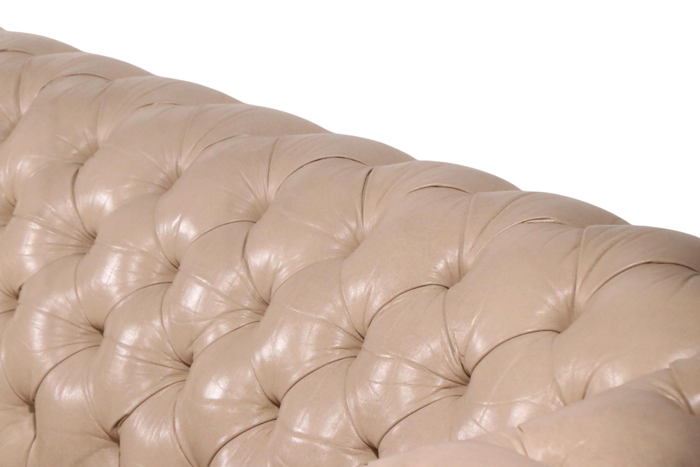 Pair of Tufted Leather Chesterfield Sofas c. 1950/60's For Sale 7