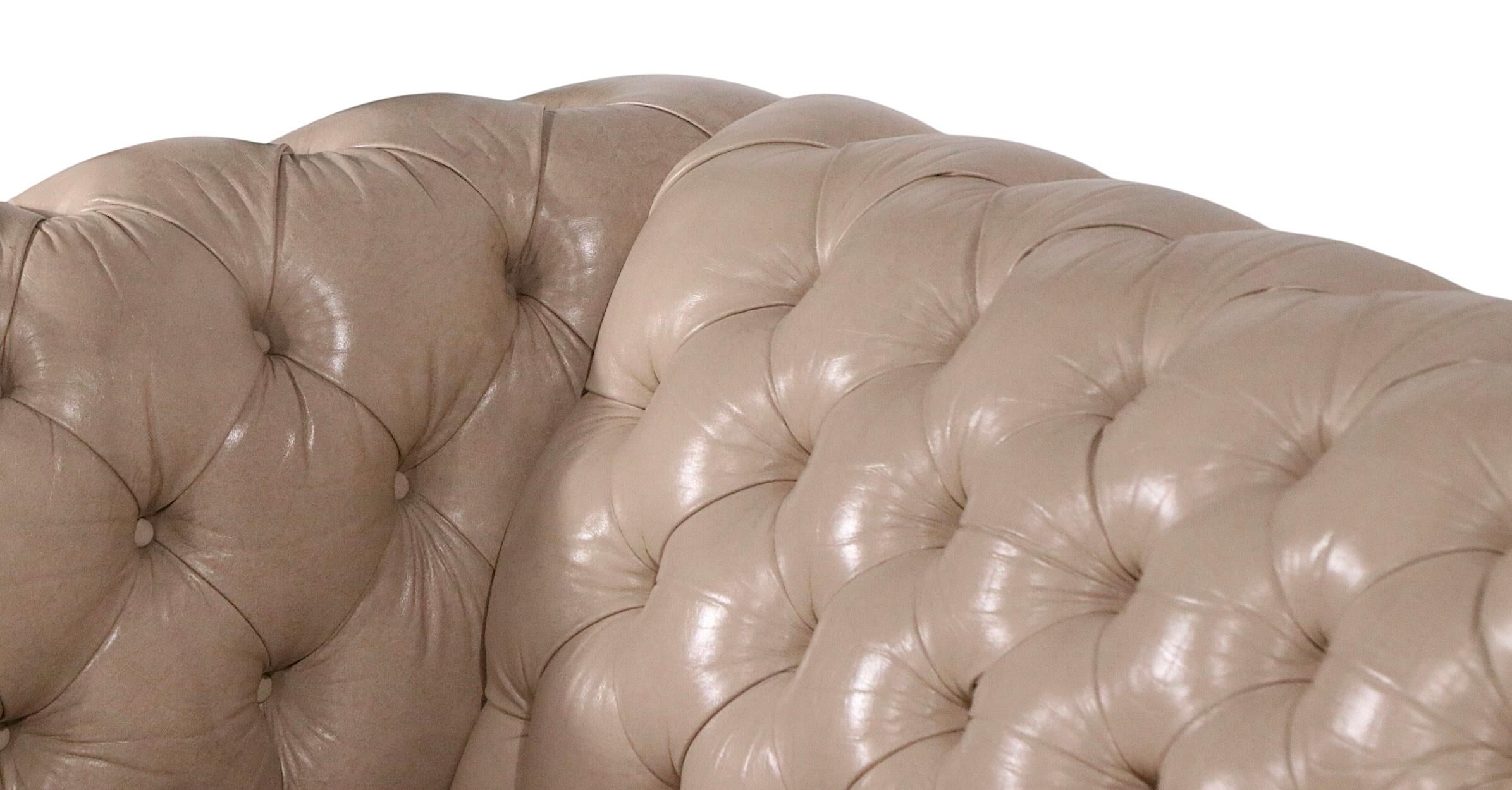 Pair of Tufted Leather Chesterfield Sofas c. 1950/60's For Sale 14