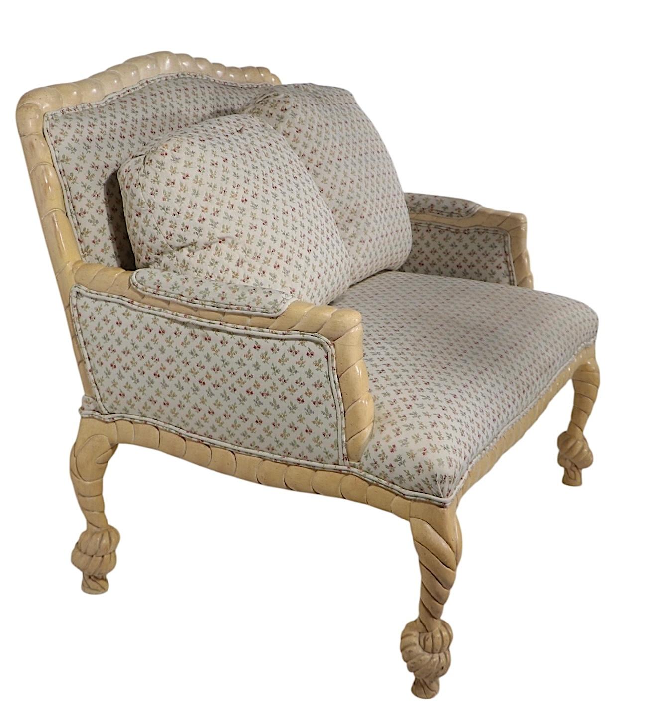 Upholstery Regency Rope Tassel Loveseat For Sale