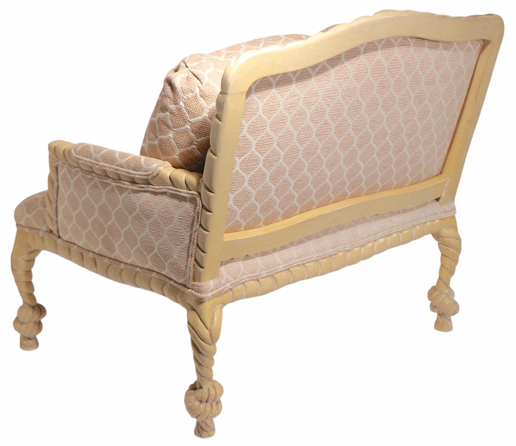 Causeuse avec cadre en Wood sculpté et glands en corde  Canapé d'après AME Fournier Made in Italy en vente 5