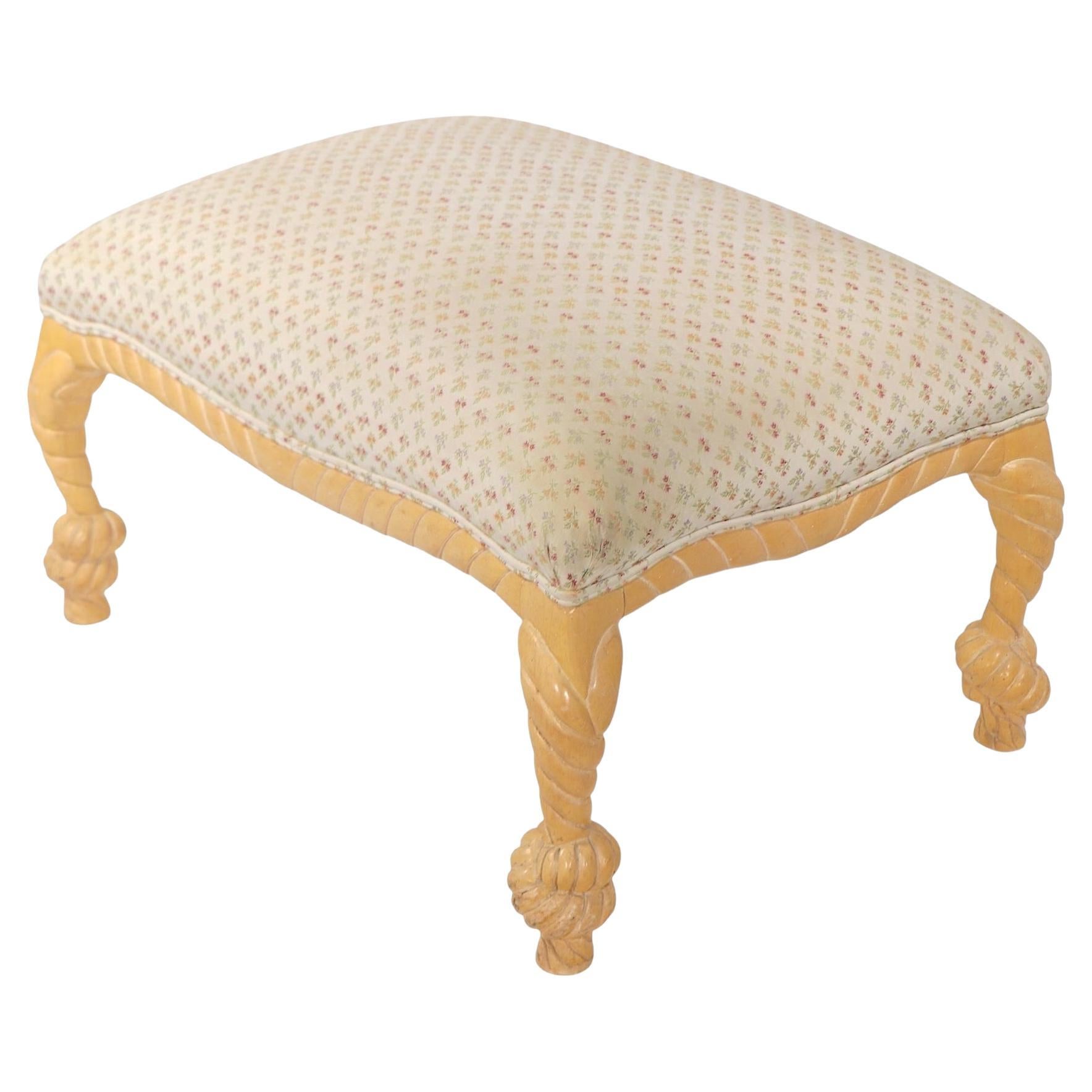 Tabouret de pied en bois sculpté avec glands en corde après  A M E Fournier Made in Italy en vente