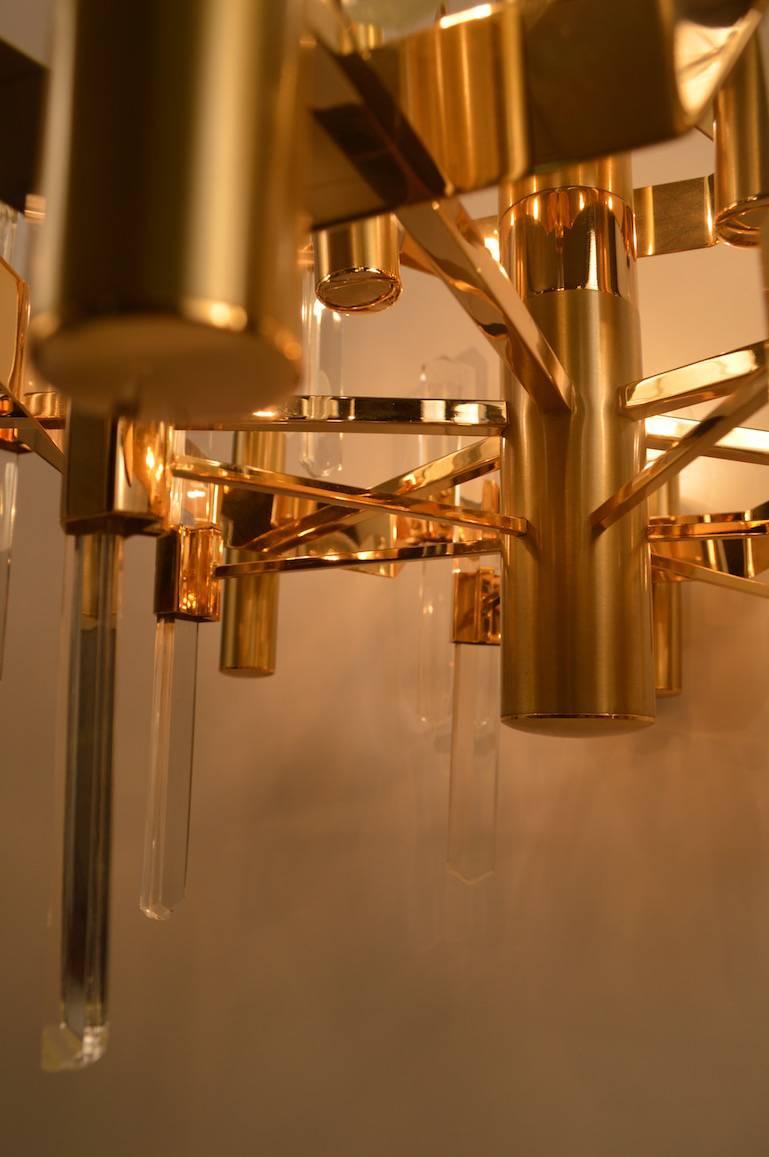 Italian Gold Wash over Brass Sciolari Chandelier For Sale