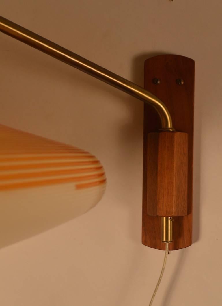 Classic Mid-Century wall mount sconce, walnut back plate (8.5
