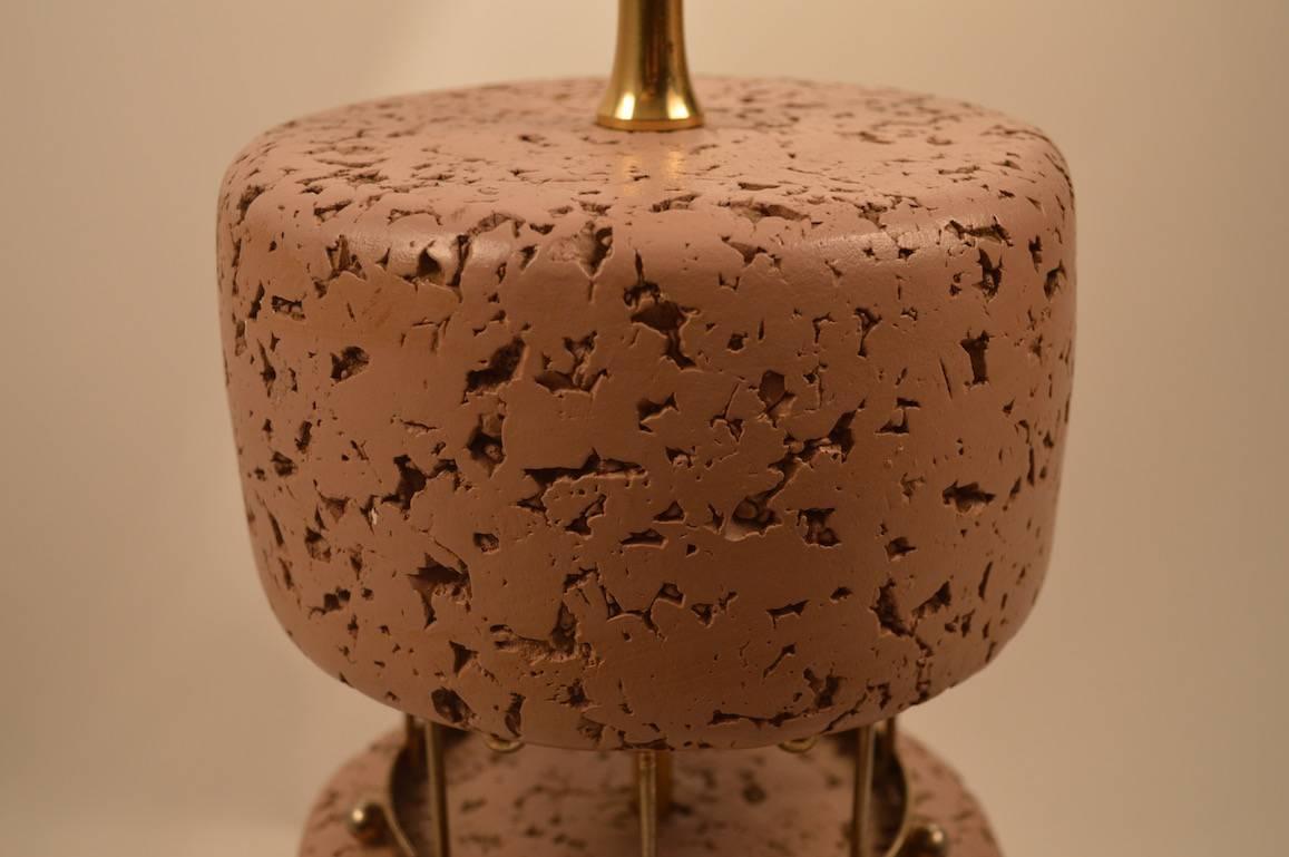 Mid-20th Century Architectural Chalkware and Metal Table Lamps