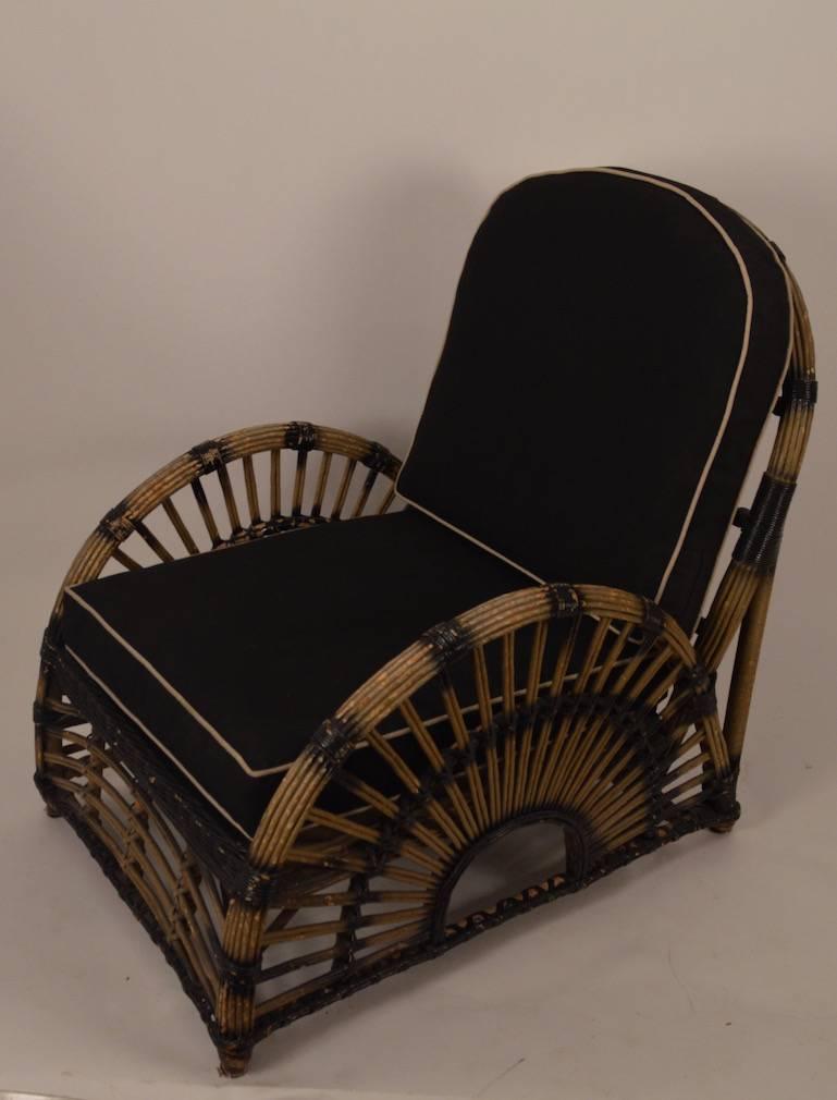 American Art Deco Wicker Lounge Chair