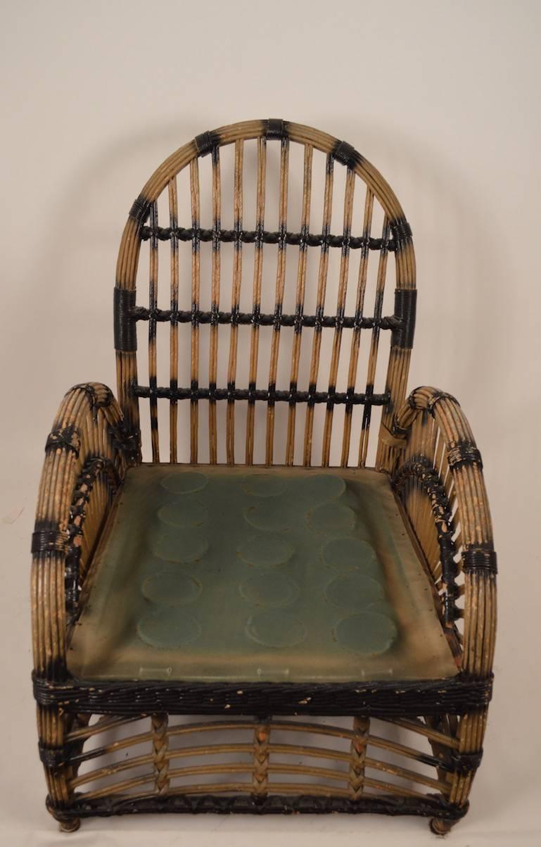 Art Deco Wicker Lounge Chair In Good Condition In New York, NY