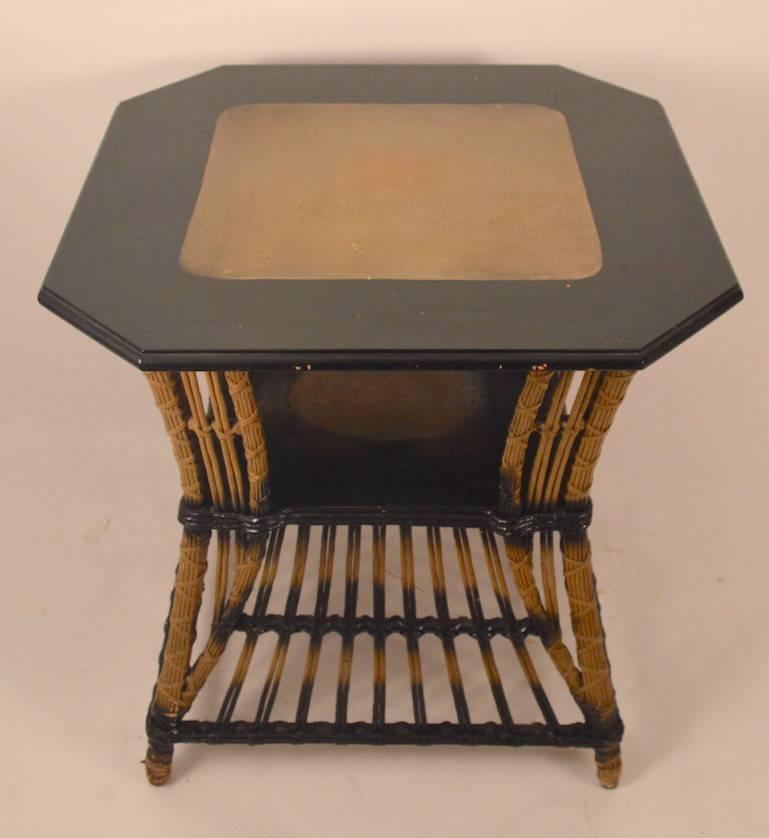 Mid-20th Century Art Deco Wicker Table For Sale
