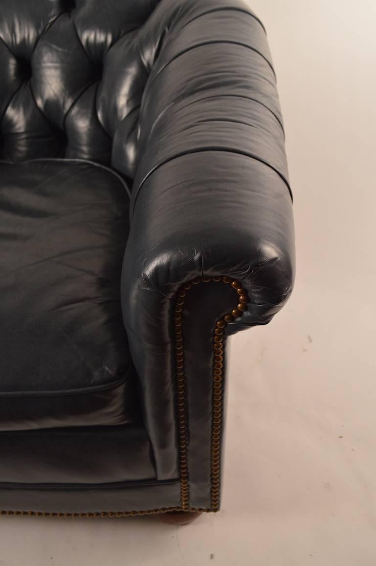 Pair of Gunmetal Leather Club Chairs by Schafer Brothers In Excellent Condition In New York, NY