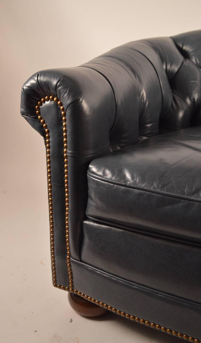 Pair of Gunmetal Leather Club Chairs by Schafer Brothers 1