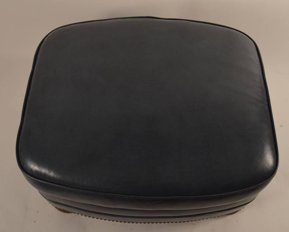 Gunmetal Leather Ottoman or Stool by Schafer Brothers In Excellent Condition In New York, NY