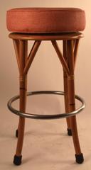 Set of Six Faux Bamboo Oak Swivel Bar, Counter Stools