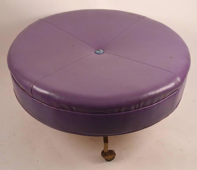 Large Round Rolling Pouf, Stool and Ottoman at 1stDibs