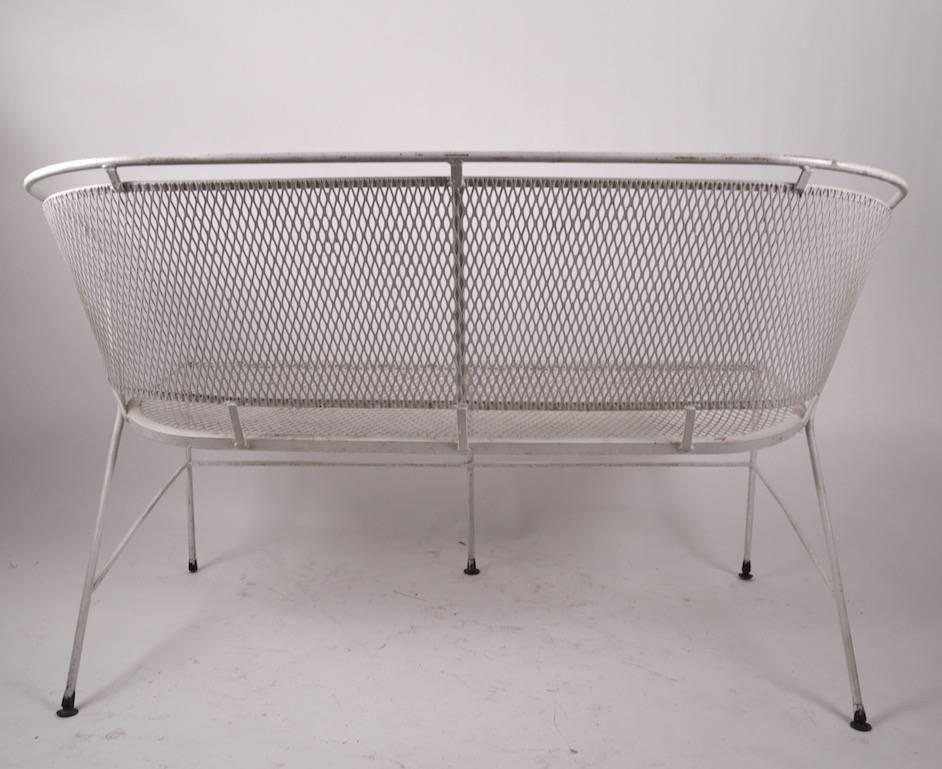 American Stylish Metal Mesh Settee Attributed to Woodard For Sale