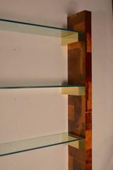 Paul Evans Cityscape Wall Unit Patchwork Burl, Brass and Glass
