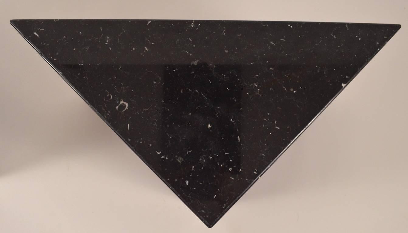 Late 20th Century Pair of Wedge Triangle Black Marble Tables by Pace