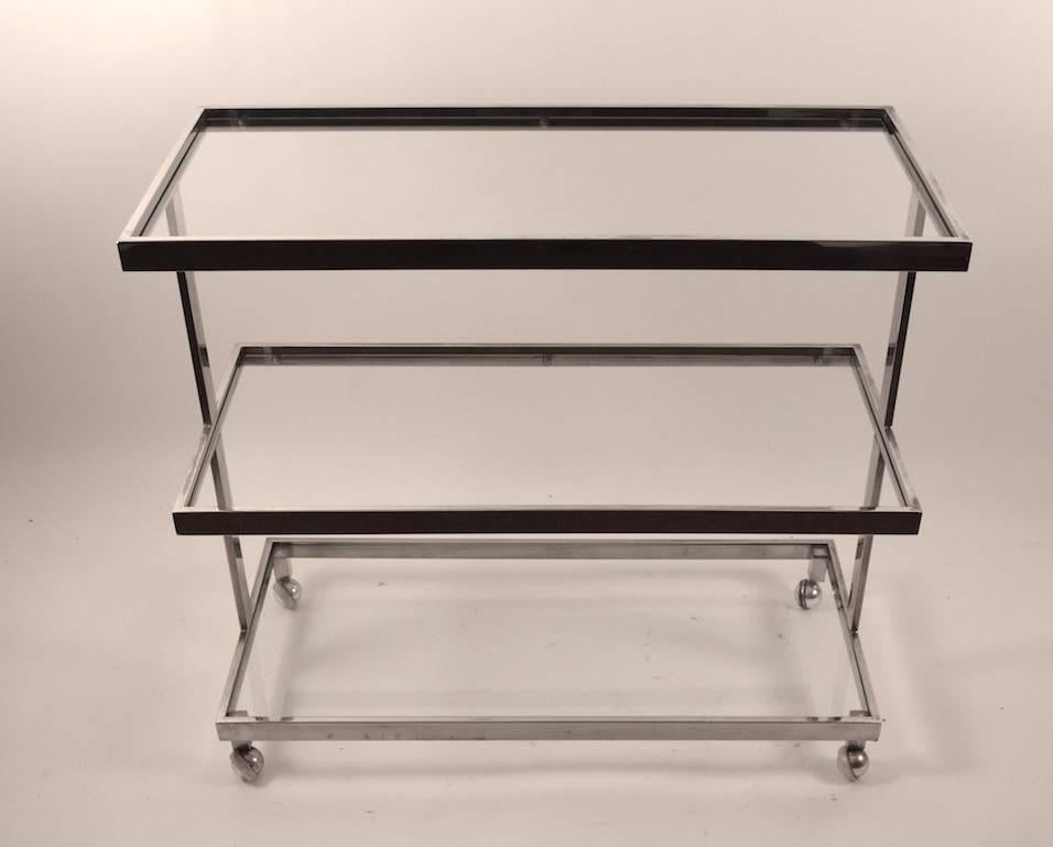 American Three-Tier Chrome and Glass Service Bar Cart