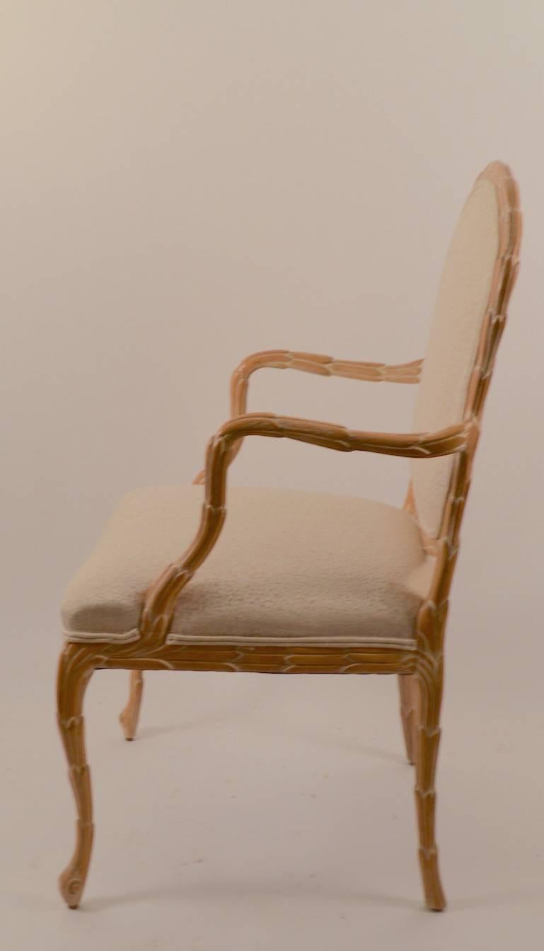 Belle Époque Elegant Carved Wood Foliate Frame Armchair by Baker