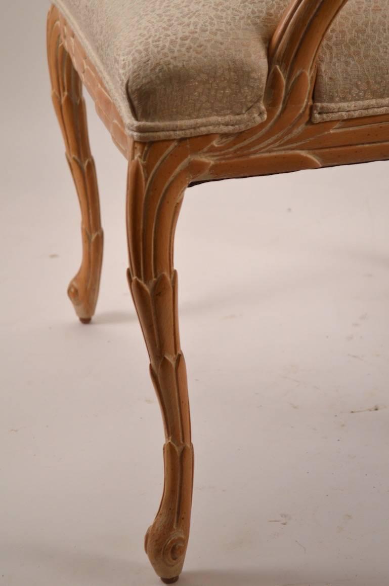 Elegant Carved Wood Foliate Frame Armchair by Baker 1