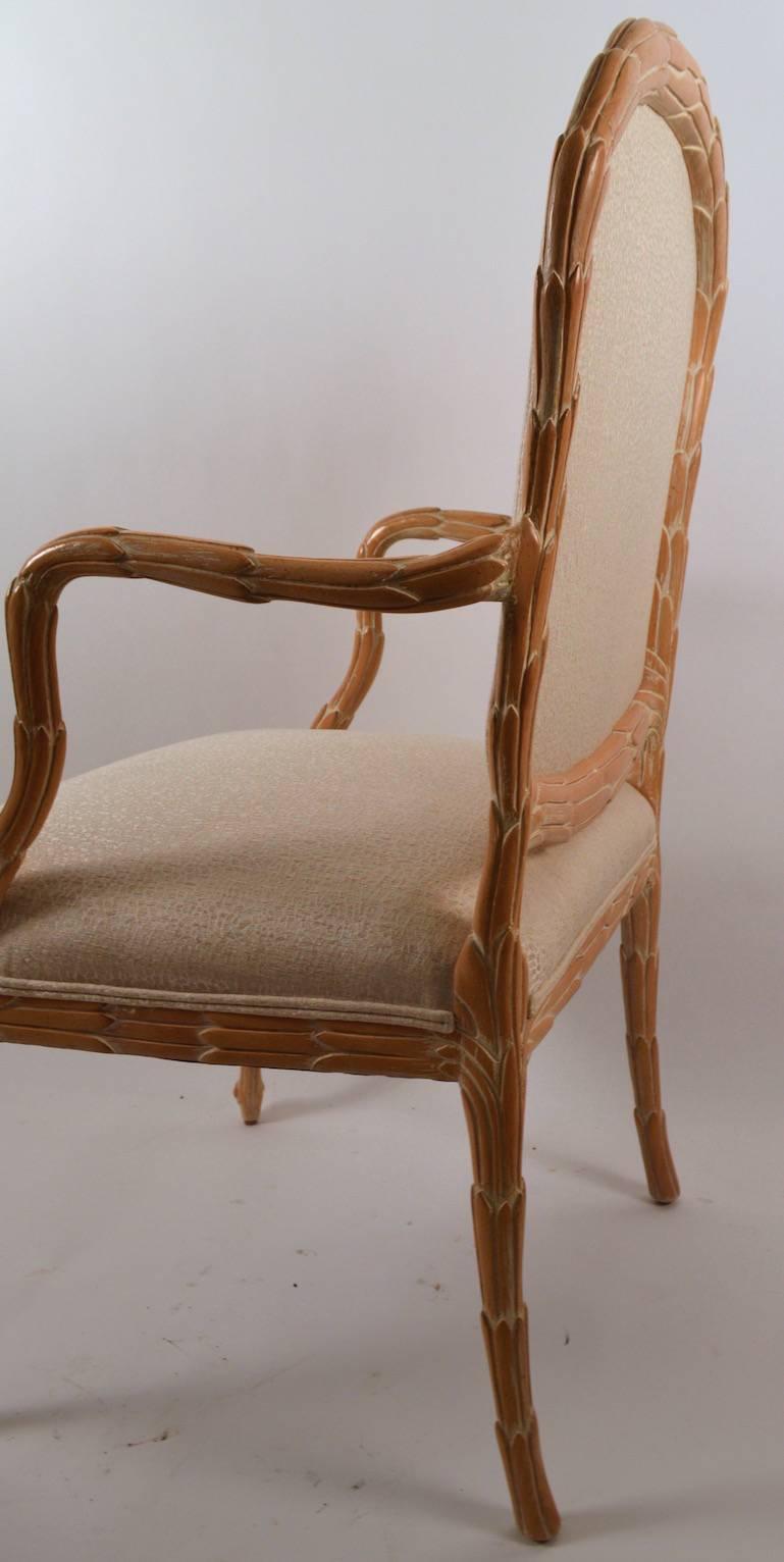 Elegant Carved Wood Foliate Frame Armchair by Baker 2