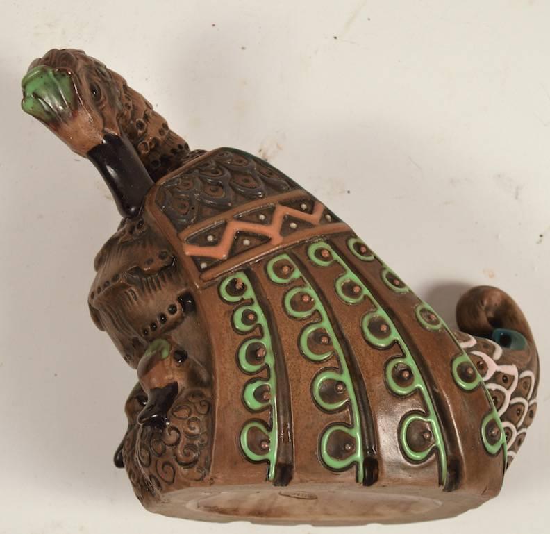 Pottery Arts and Crafts Austrian Amphora Duck Planter For Sale