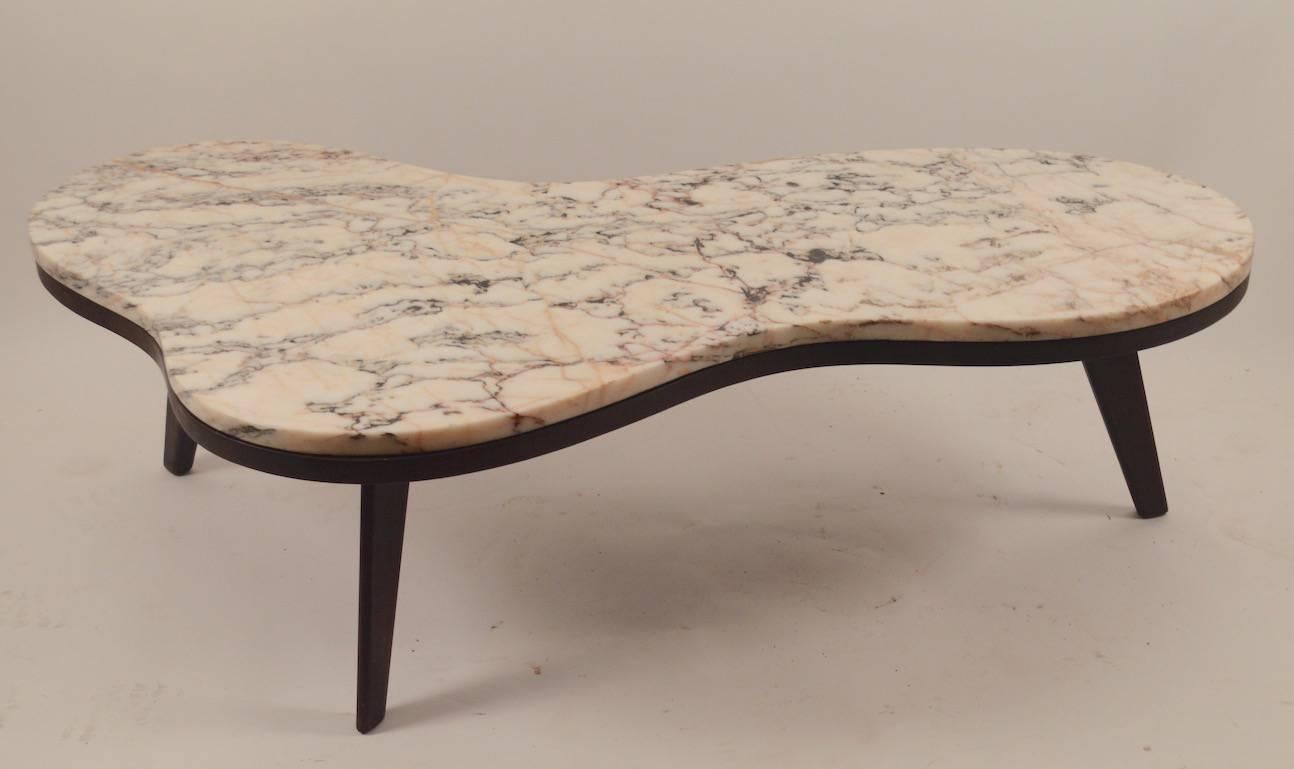 American Free-Form Marble-Top Coffee Table 