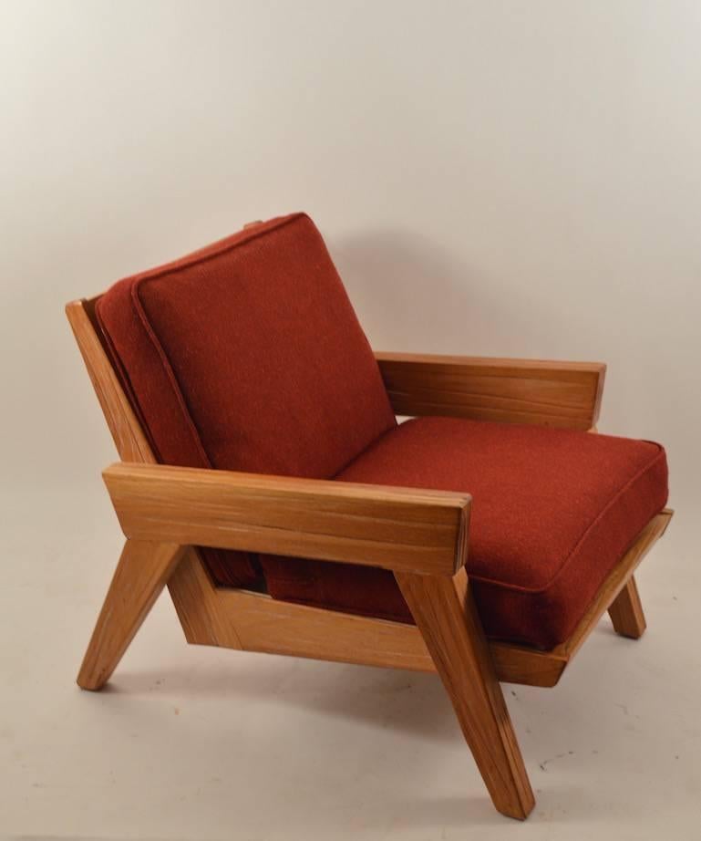 Rustic Pair of Ranch Oak Lounge Chairs