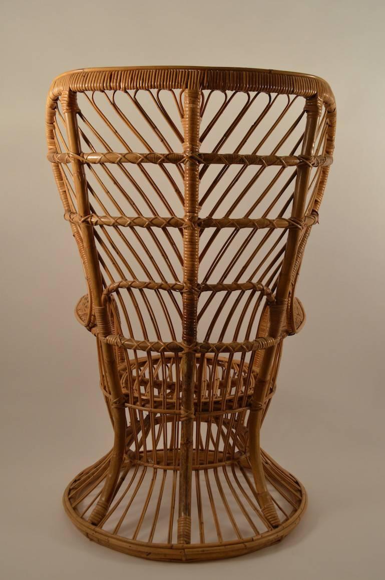 Italian Fan Back Wicker Chair by Lio Carminati
