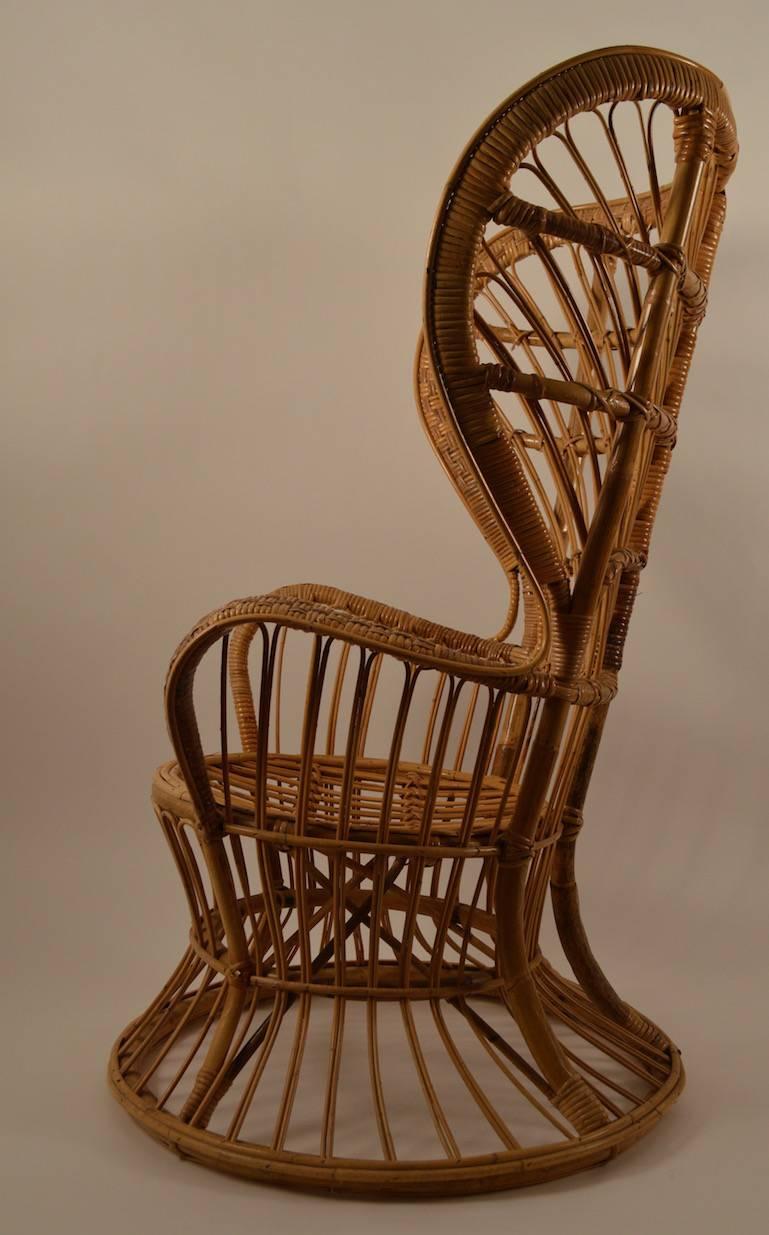 Fan Back Wicker Chair by Lio Carminati In Good Condition In New York, NY
