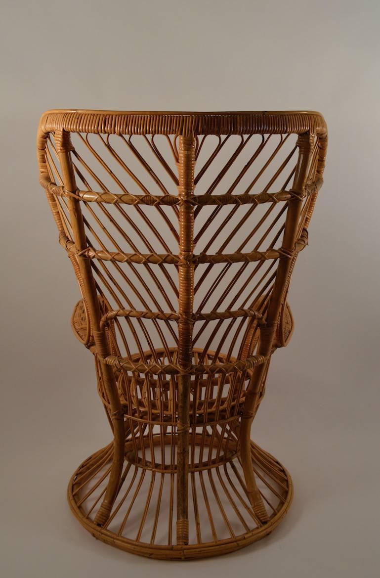 Mid-20th Century Fan Back Wicker Chair by Lio Carminati